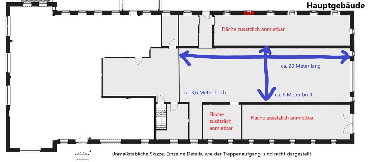 Складська площа 120–350 м² з ел. секційними воротами. Межа міста Оснабрюк/Георгсмарієнгютте – Hauptgebäude Grundriss