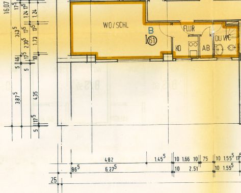 Tadilat sonrası ilk kullanım – park yeri bulunan mobilyalı 1 odalı daire – Grundriss B61 - 29,16m²
