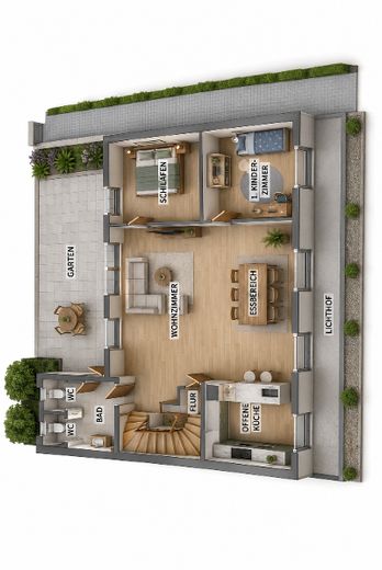 ZFH - mit 2 modernen Wohnungen - WG oder Mehrgenerationenhaus oder Leben und Arbeiten an einem Ort! – UG 3D