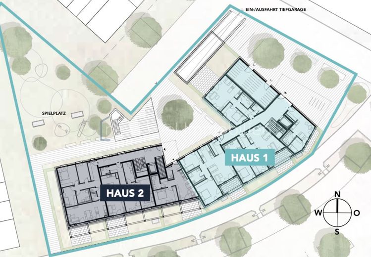 3-Zi. - Eigentumswohnung im ILLERPARK | 91,0 m² | Erstbezug (2.0.2) | Gartenanteil ca. 39 m² – Lageplan Grundstück