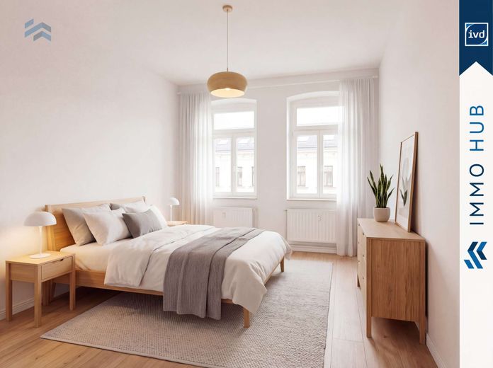 ++ Sofort bezugsfreie und frisch sanierte Maisonnette-Wohnung in Gohlis-Süd  ++ – 5728662-it4hN592MkWgQer9CPm1QU46-Schlafzimmer_gestaged.jpg