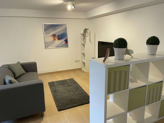 Neuwertige möblierte 2-Zimmerwohnung im Souterrain nahe SAP/Heidelberg – Wohnbereich