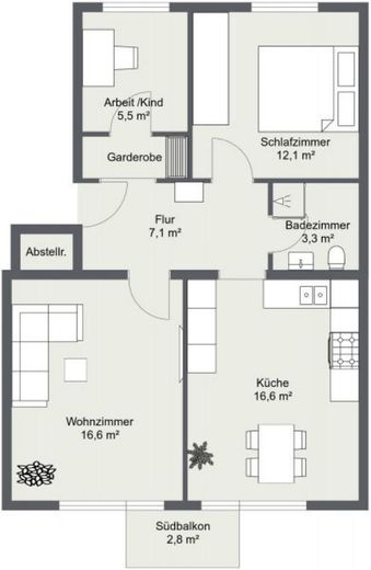 Furnished, stylish 3-room apartment near the Isar (limited until 2028) – Grundriss