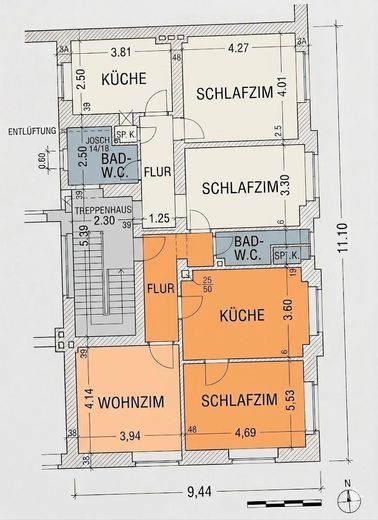 Urbanes Wohnen im Herzen von Dortmund: Ihr effizientes 1-Zimmer-Apartment! – Bestandsplan (heller Bereich)