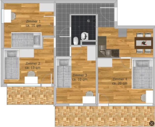 Großzügiges Zimmer in gepflegter WG / Ferchenseestraße 20, München / WE29 / 4.OG / Zi2 – Grundriss