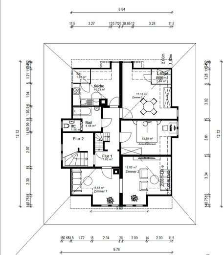 Möbliertes WG-Zimmer in 4er-Frauen-WG in Heilbronn-Neckargartach – Grundriss 3.OG