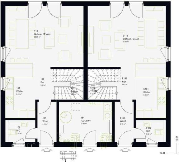 Neubauprojekt modernes Zweifamilienhaus! – Grundriss Erdgeschoss