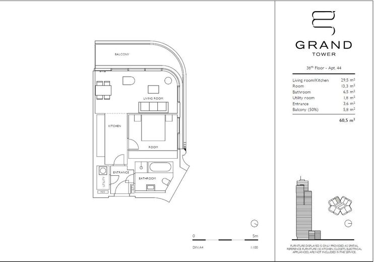 Grand Tower - Exklusive 2-Zimmer-Wohnung mit Skylineblick im 38. OG – Foto 10