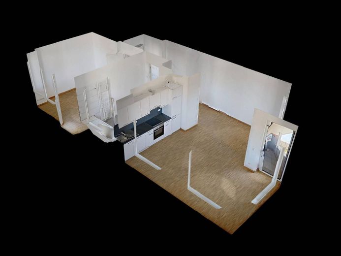 *1 NKM sparen bei Einzug* Modernes Wohnen in Kronsrode: 2-Zimmer-Wohnung mit EINBAUKÜCHE, LOGGIA und BALKON – 3D-Ansicht Grundriss