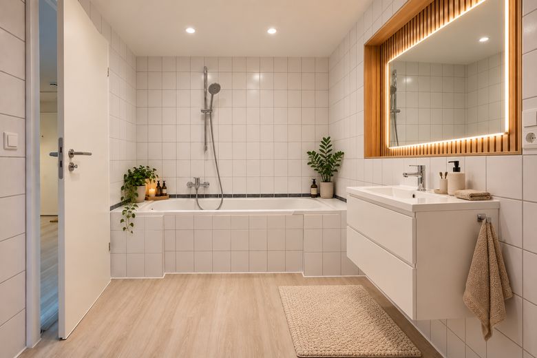 Frisch renovierte und bezugsfertige 3-Zimmerwohnung inkl. Parkplatz und mega Aussicht – Badezimmer