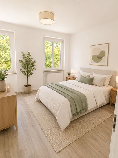 Kernsanierte 3-Zimmer­wohnung mit Balkon und Einbauküche – Schlafzimmer 1