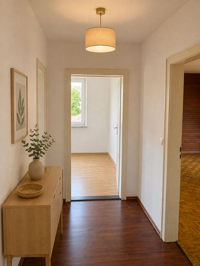 Gemütliche 3-Zimmer-Dachgeschosswohnung mit EBK in zentraler Lage – ab 01.08. frei – Flur