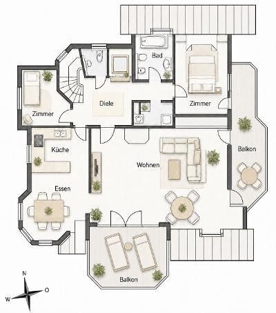 Wohnen mit Urlaubsflair - Mediterranes 5-Fam.-Haus am Bodensee – Penthouse Wohnung 