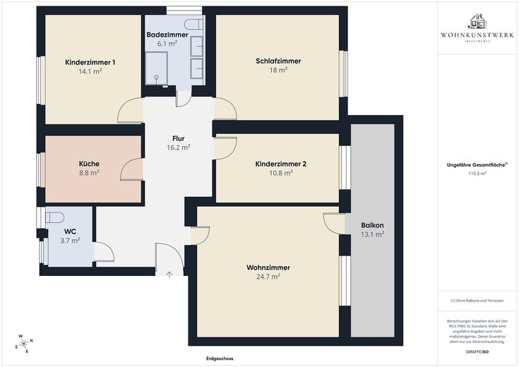 PROVISIONSFREI! Exklusives Wohnen am Burgberg – Grundriss Hochparterre