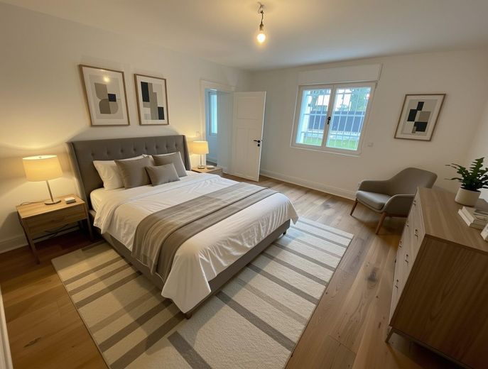 EG-Wohnung Haus-im-Haus, in klassischer Stadtvilla  PROVISIONSFREI! Weitere Wohnungen vorh. – Schlafzimmer (Einrichtungsbsp)