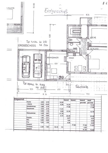 Gemütl. 3-Zi-EG-Whg., Du, WC, Terrasse, Garage, ab 01.05.24 Herbrechtingen-Anhausen zu vermieten – EG Grundriss Whg. u. Garage 1