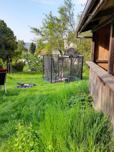 Wiese mit Trampoline 