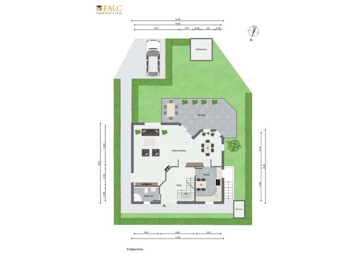 Gepflegtes, großes EFH mit schönem Garten + Zimmer mit wohnraumähnlichem Charakter im Keller – Grundriss Erdgeschoss