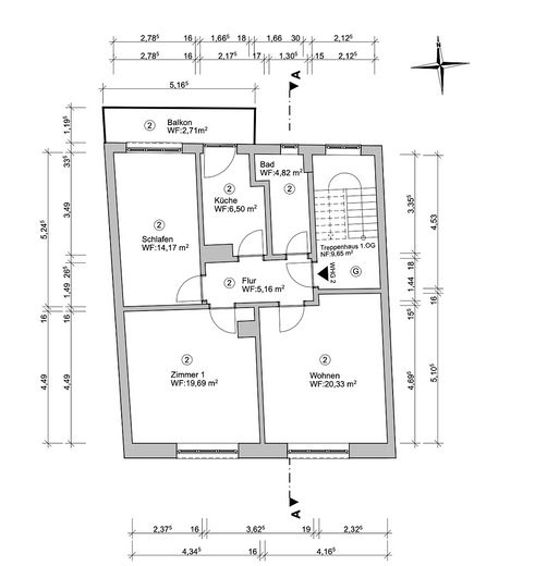Provisionsfreies MFH in Bestlage! – Grundriss 1.OG