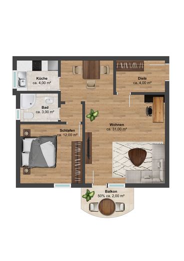Erstbezug nach Modernisierung | 2-Zimmer-Wohnung mit Balkon, Aufzug & neuer Einbauküche – Foto 7