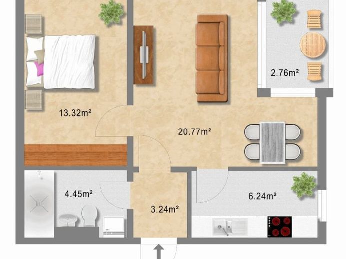 commission-free // 2-room condominium with fitted kitchen, balcony and underground parking space // – Photo 1