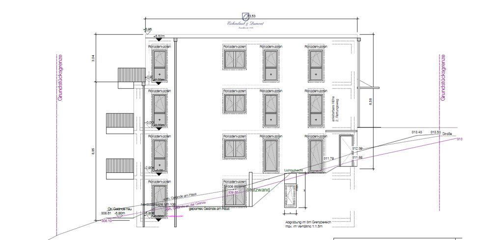 Energetisch optimierte Neubauwohnung, Gartengeschoss, mit Terrasse, provisionsfrei – Seitenansicht