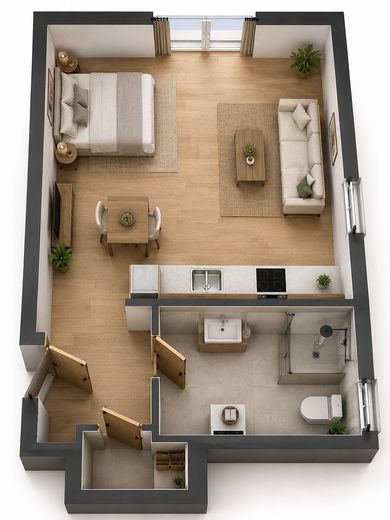 Erstbezug im Neubau! Moderne 1-Zimmer Wohnung mit QNG-Plus Siegel und Einbauküche! – Grundriss