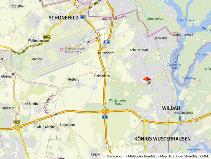 Baugrundstück für Einfamilienhaus mit großem Garten in ruhiger Lage nahe See im Berliner Umland – Makrostandort