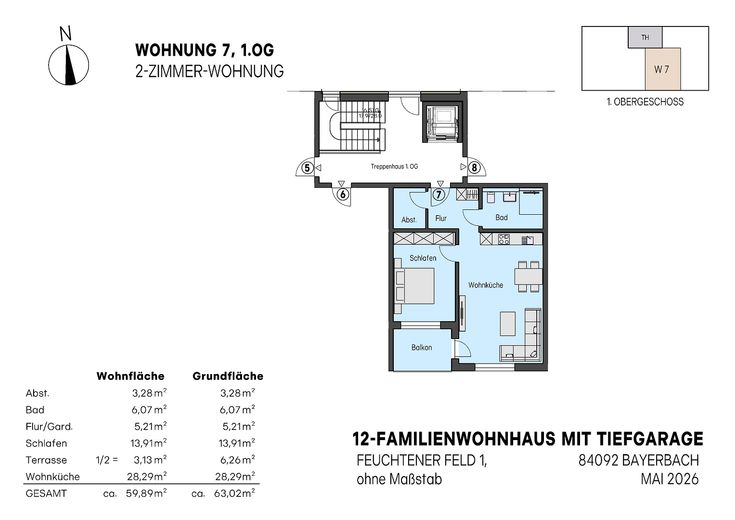 KfW 40 QNG|  Neubau | 3-Zimmer-Eigentumswohnung | Aufzug | Tiefgarage – Foto 10