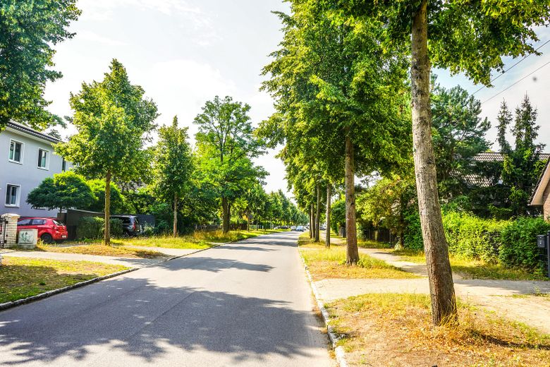 Modernes Neubauhaus mit Garten nahe Falkenhagener See – Nebenstraße