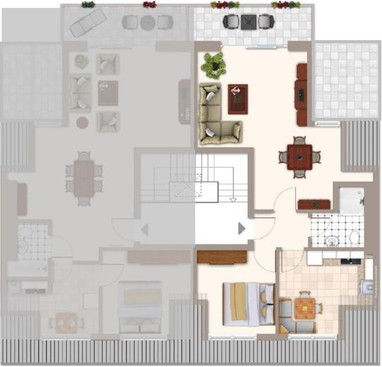 Exklusive 2 Zimmer DG Wohnung mit Loft-Charakter und zwei Dachterrassen in zentraler Lage – Grundriss