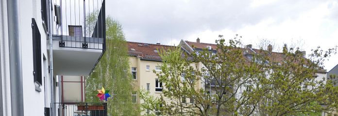 شقة تمليك في لايبزيغ- شلويزيغ من المالك الخاص – Blick vom Balkon in den Hof