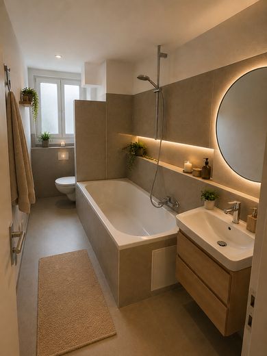 Erstbezug nach Kernsanierung- großzügige 4-Zimmer- Wohnung im Erdgeschoss – Badezimmer  KI-bearbeite