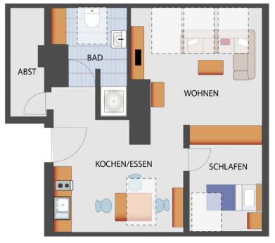 1-कमरे का अपार्टमेंट, पार्किंग स्थान और रसोई सहित – फोटो 9