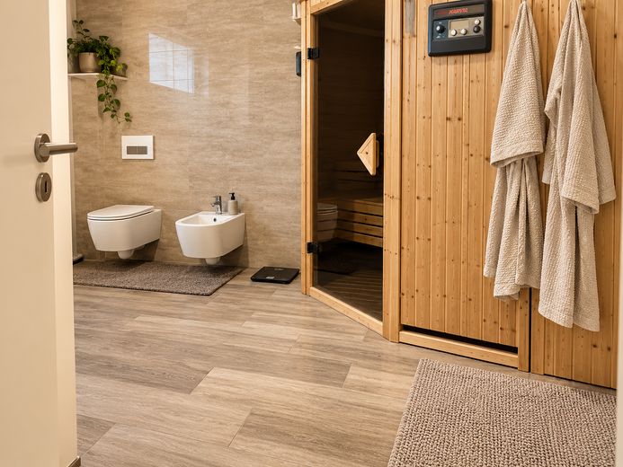 منزل حصري من تصميم معماري في أفضل موقع بمدينة بوكينغ – Sauna für 6 Personen