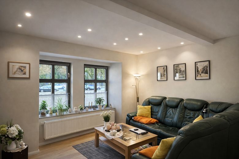 Appartamento curato di 3 locali al piano terra a Weimar, direttamente sul parco Ilmpark – Wohnzimmer