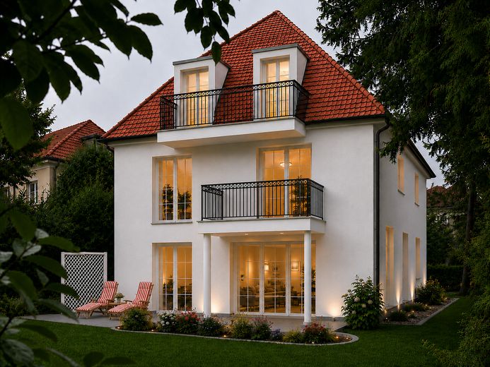 Keine Provision, Südbalkon/Südgarten, energetisch topsanierte Stadtvilla, Villenkolonie Pasing I – Hausansicht