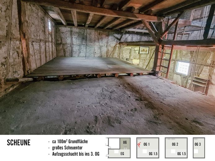 Haus mit großer Scheune: Wohnen, Werkstatt & Hobby unter einem Dach – Erster Stock in der Scheune