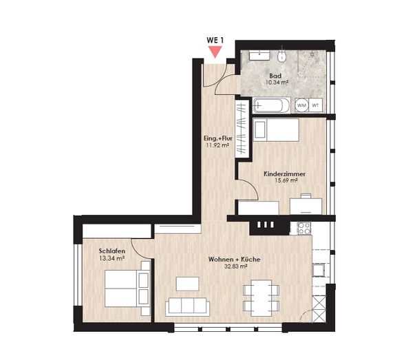 Platz zum Wohlfühlen: großzügige 3-Zimmer-Wohnung mit durchdachtem Grundriss – Grundriss