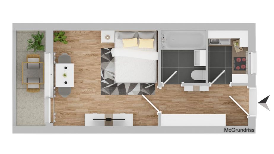 Modern möbliertes Apartment / befristet / Ingolstadt Unterhaunstadt / ab 01.08. frei – Grundriss
