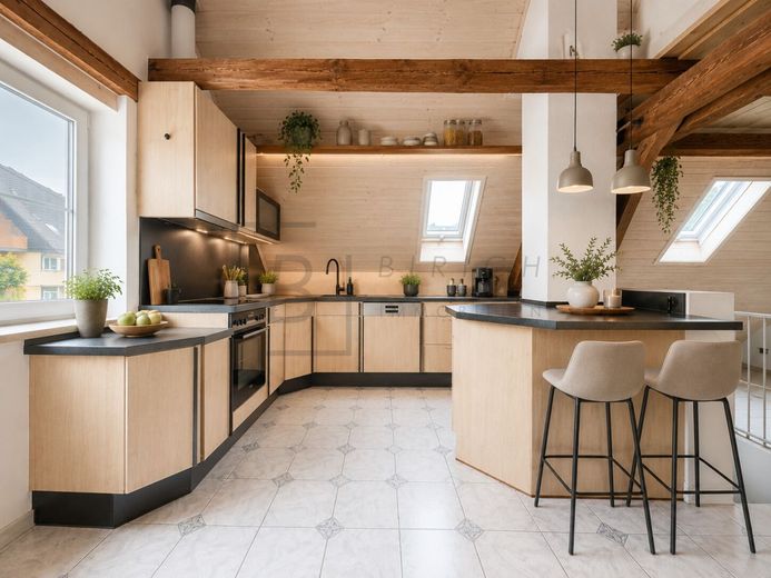 Galeriewohnung im Fachwerkstil - 5 Zimmer mit Loftcharakter &amp; 2 Stellplätzen – Wohnbeispiel mit virtueller Möblierung