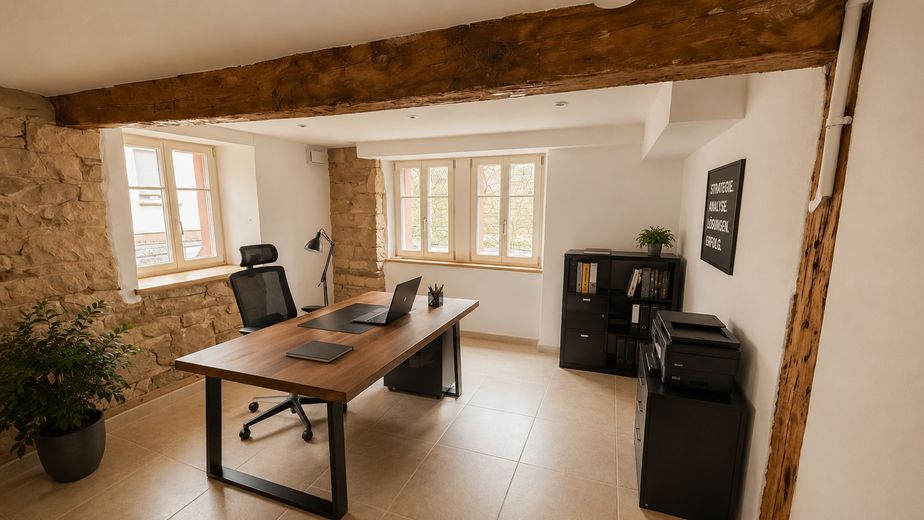 Ihr Büro im historischen Fachwerkhaus - Wintergarten & Sonnenhaus-Energie – Büro EG