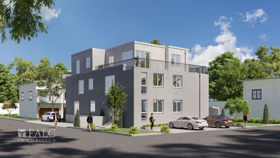2 Zi.-Souterrain-Whg mit Gartenanteil / Grundriss variabel / mit Fahrstuhl – Strassenansicht
