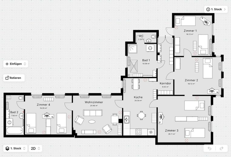 Grundriss mit Möblierung