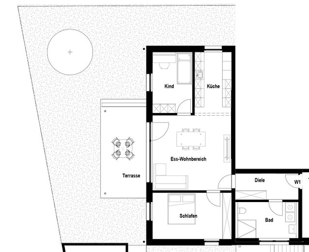 4-kamerappartement met ruime balkon en parkeerplaats – Grundrissvariante 3-Zimmer