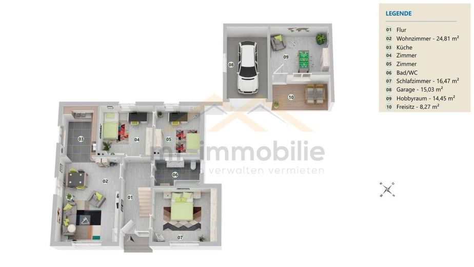 1-2 Familienhaus in ruhiger Lage 182 m2 in Grasleben, Mietkauf möglich – Grundriss EG