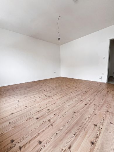 Gemütliche, frisch sanierte Zweizimmerwohnung in Elze – neues Laminat im Wohnzimmer