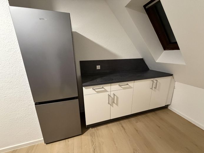 Möbliertes WG-Zimmer in 4er-Frauen-WG in Heilbronn-Neckargartach – Arbeitsfläche / Kühlschrank