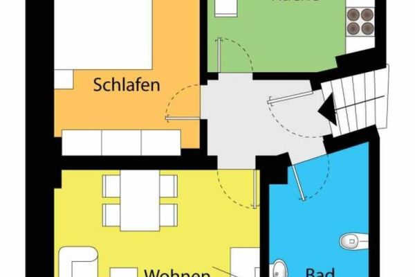FREIE, helle 2-Zimmer-Wohnung mit Balkon zum Innenhof