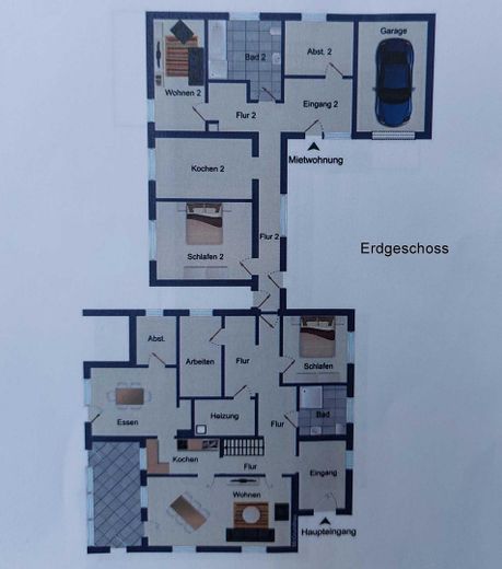 Maison individuelle avec logement indépendant, prairie en pleine nature à Friedeburg – Grundriss Erdgeschoss